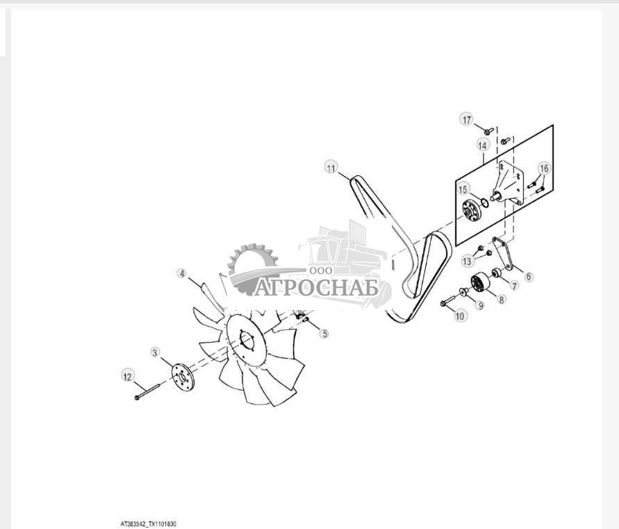 Комплект вентилятора с системой кондиционирования воздуха (Engine 4045TT096-RE545793) 
